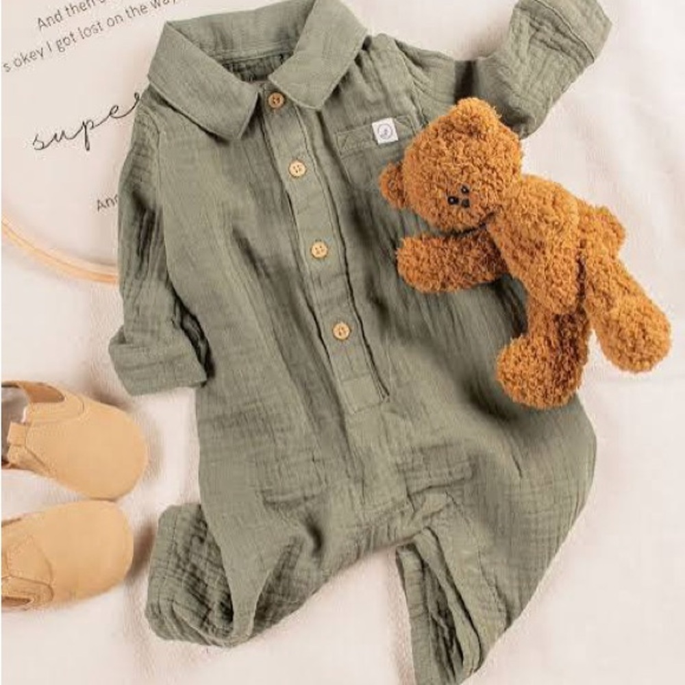Little planet by Carter’s Soft Olive Green Baby One-Piece Romper